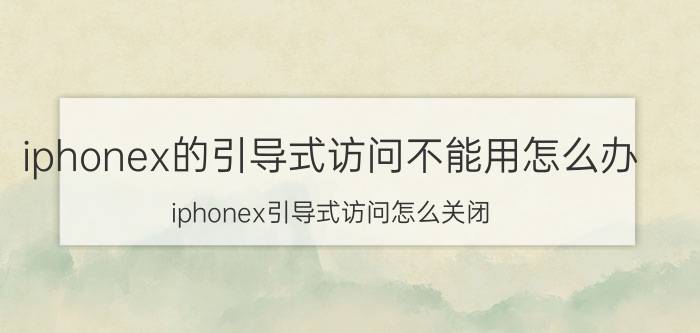 iphonex的引导式访问不能用怎么办 iphonex引导式访问怎么关闭？